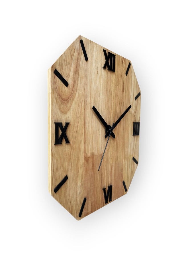 Space WeDecor OctaROME - 28cm Handmade Wooden Wall Clock, Octagon Silent Non-Ticking with Roman Numerals, Premium Rubberwood for Home & Office Decor - Image 5